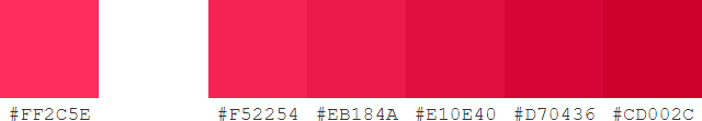 shades variations of #FF2C5E color